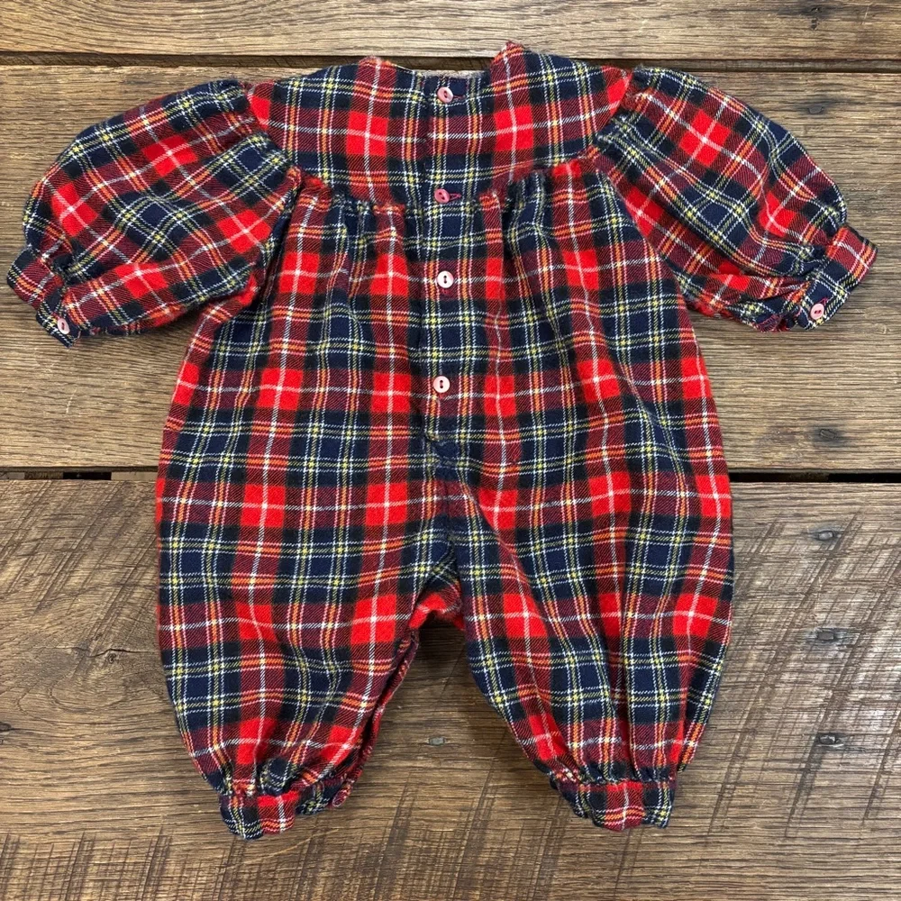 Vintage Pappa & Ciccia Romper 100%‎ Wool Plaid Buttons Size 6 months